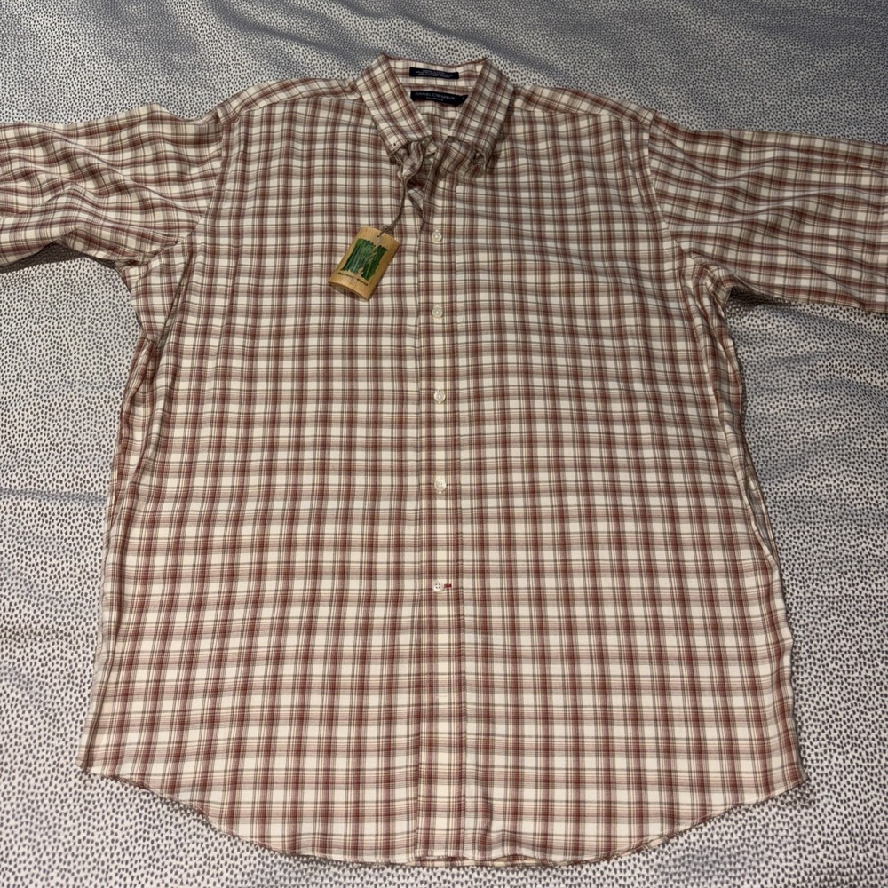 NWT Daniel Cremieux Large cotton/bamboo blend short sleeve Golf shirt Plaid